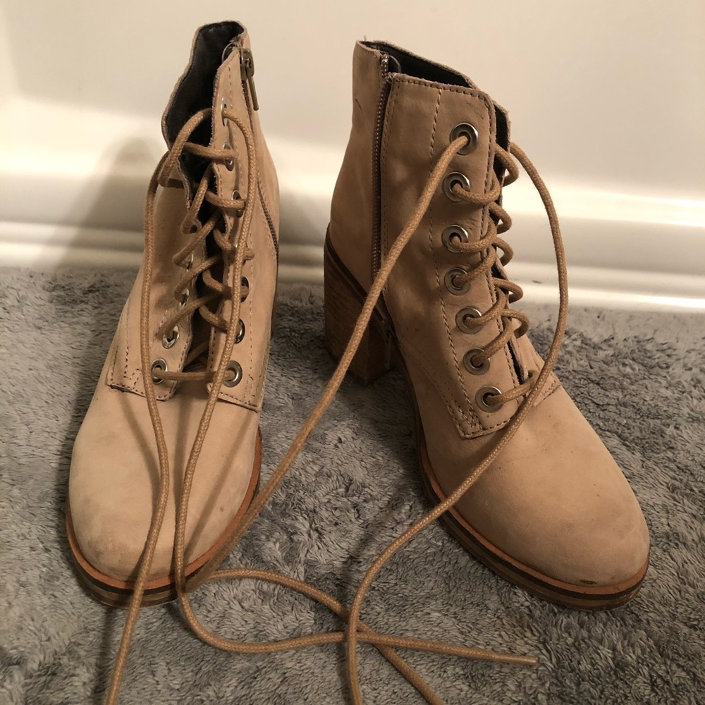 Tan combat boots